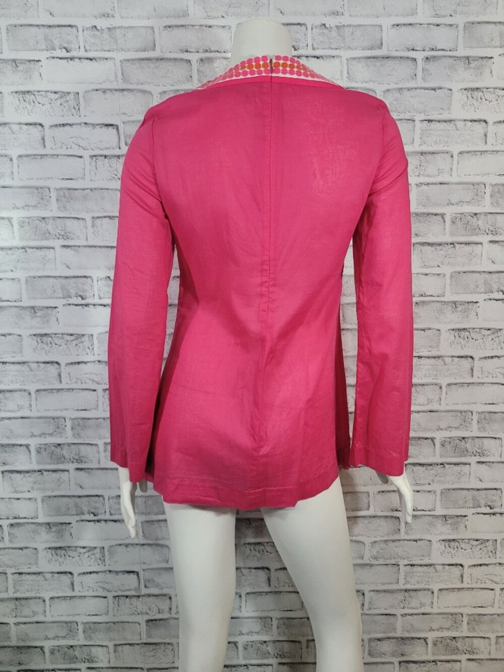 NWOT Tory Burch Embellished Yoke Pink Orange Lightweight Tunis Size 4 - Picture 2 of 5